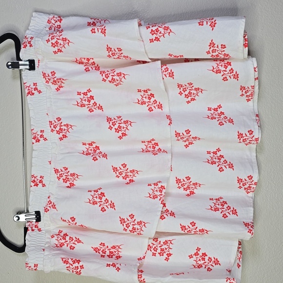 H&M White and Red Elasric Waist Band Linen Blen Mini Skirt Size XXL NWOT. - Picture 1 of 6